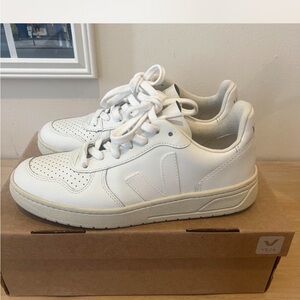 Veja White Leather Low-Top Sneakers